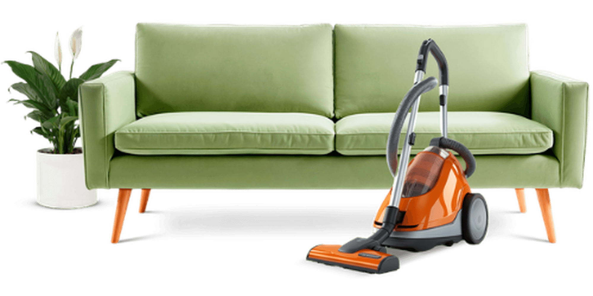 Professional deep cleaning service image with sofa and vacuum